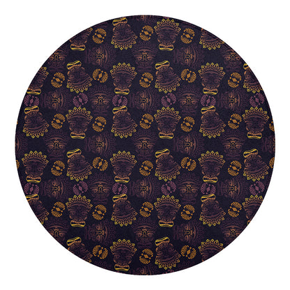 Ornament Tiki Mask Pattern Print Round Blanket