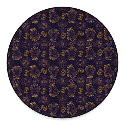 Ornament Tiki Mask Pattern Print Round Floor Mat