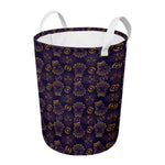 Ornament Tiki Mask Pattern Print Round Laundry Basket