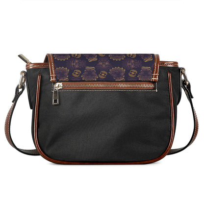 Ornament Tiki Mask Pattern Print Saddle Bag