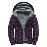 Ornament Tiki Mask Pattern Print Sherpa Lined Zip Up Hoodie