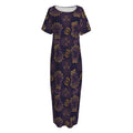 Ornament Tiki Mask Pattern Print Short Sleeve Long Nightdress