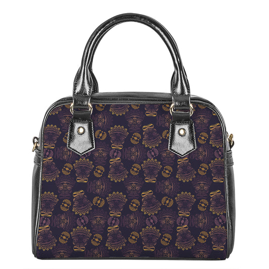 Ornament Tiki Mask Pattern Print Shoulder Handbag