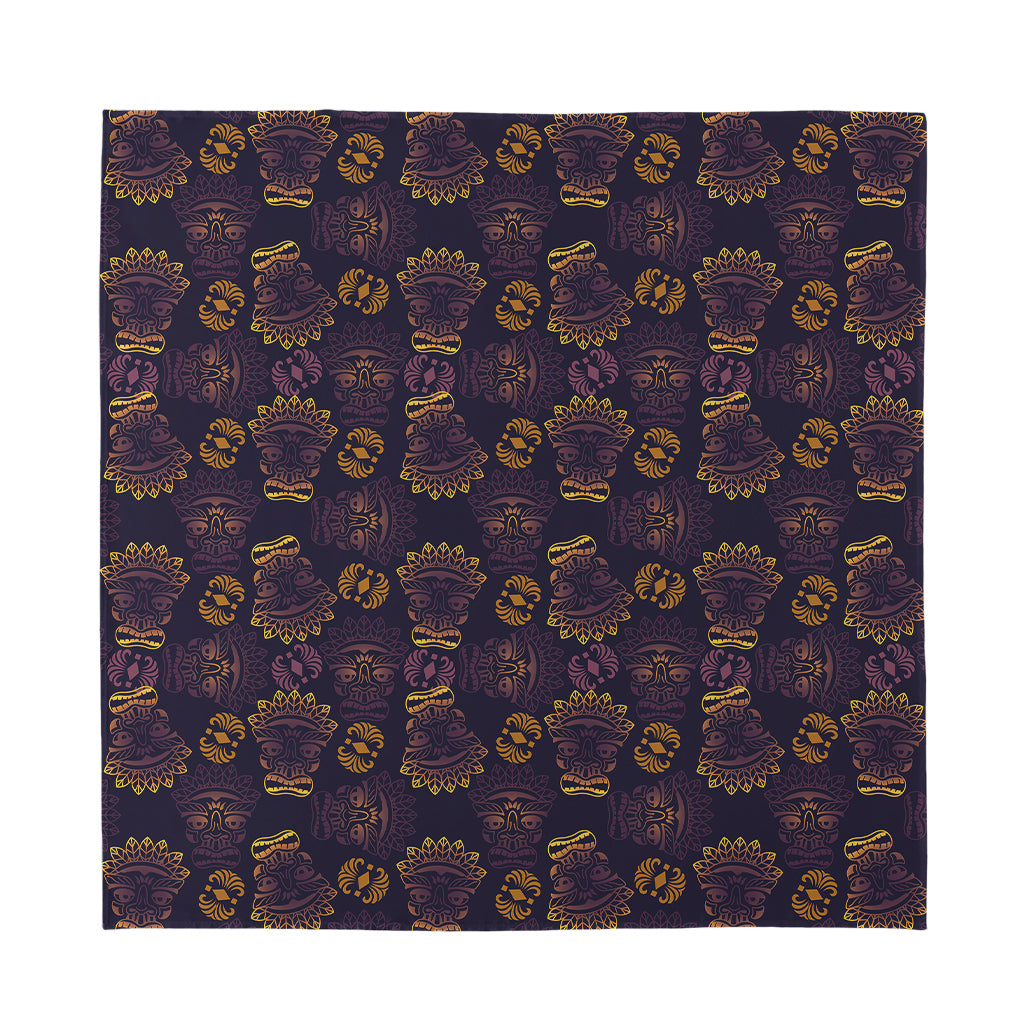 Ornament Tiki Mask Pattern Print Silk Bandana