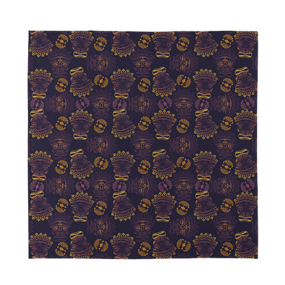 Ornament Tiki Mask Pattern Print Silk Bandana