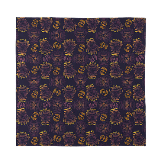 Ornament Tiki Mask Pattern Print Silk Bandana