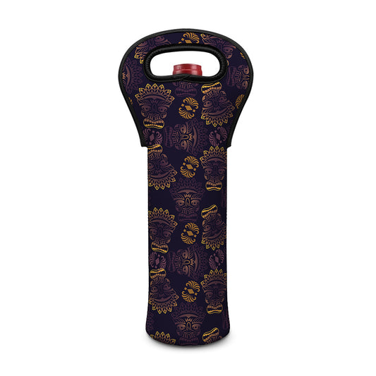 Ornament Tiki Mask Pattern Print Single Neoprene Wine Tote