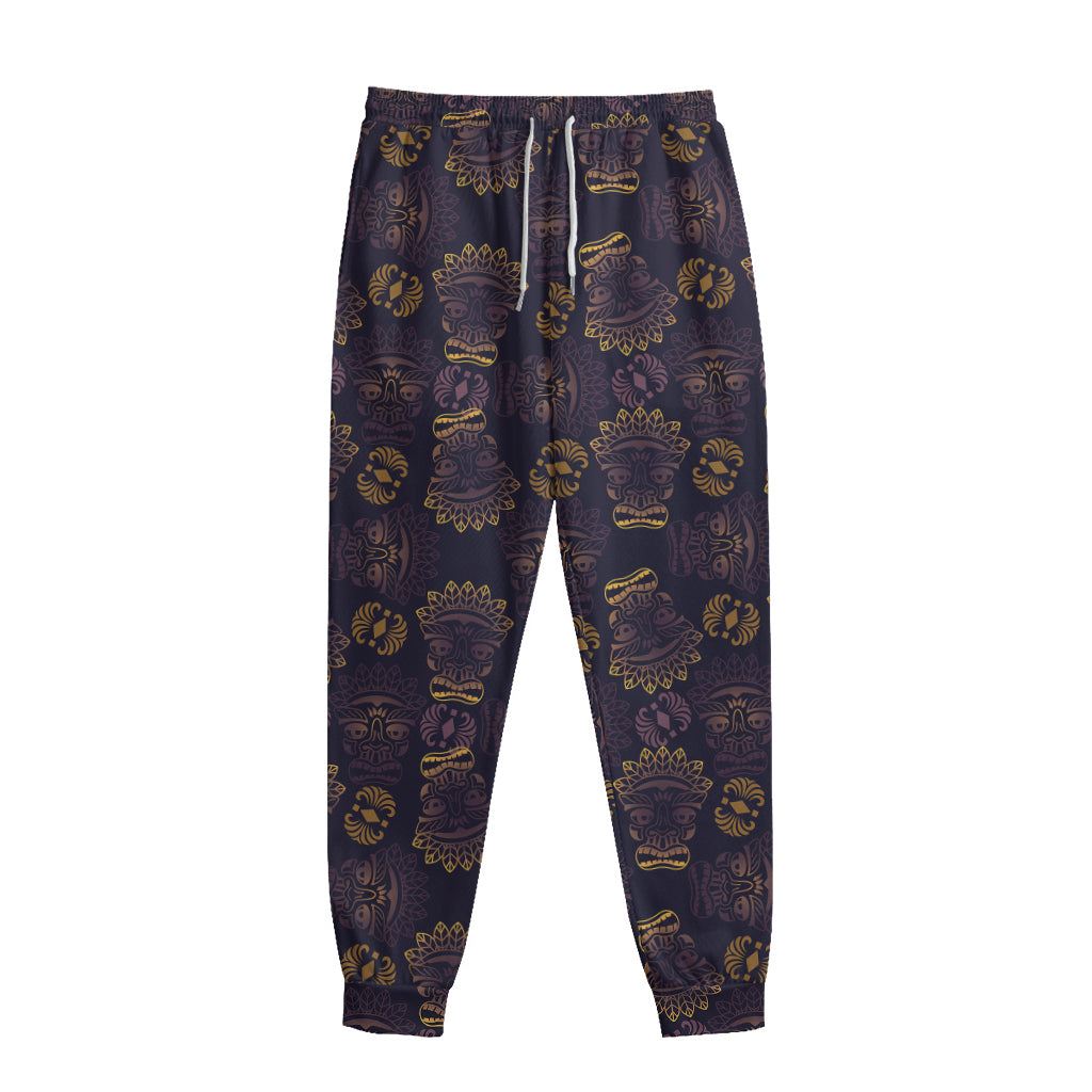 Ornament Tiki Mask Pattern Print Sweatpants