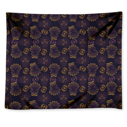 Ornament Tiki Mask Pattern Print Tapestry