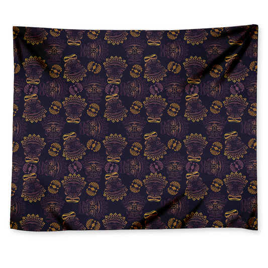 Ornament Tiki Mask Pattern Print Tapestry