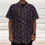 Ornament Tiki Mask Pattern Print Textured Short Sleeve Shirt