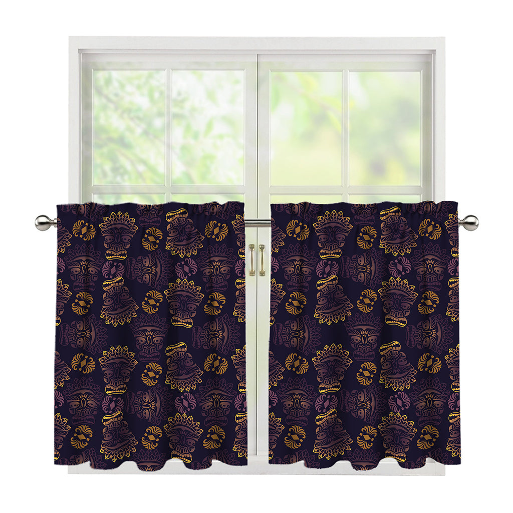 Ornament Tiki Mask Pattern Print Tier Curtains