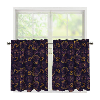 Ornament Tiki Mask Pattern Print Tier Curtains