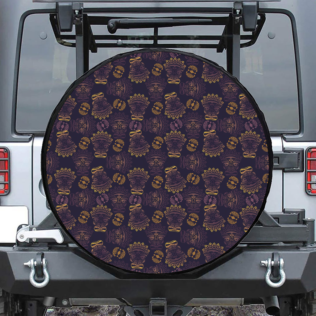 Ornament Tiki Mask Pattern Print Tire Cover