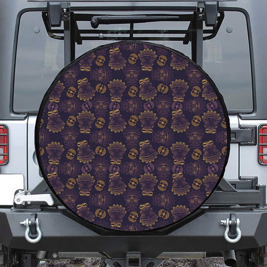 Ornament Tiki Mask Pattern Print Tire Cover