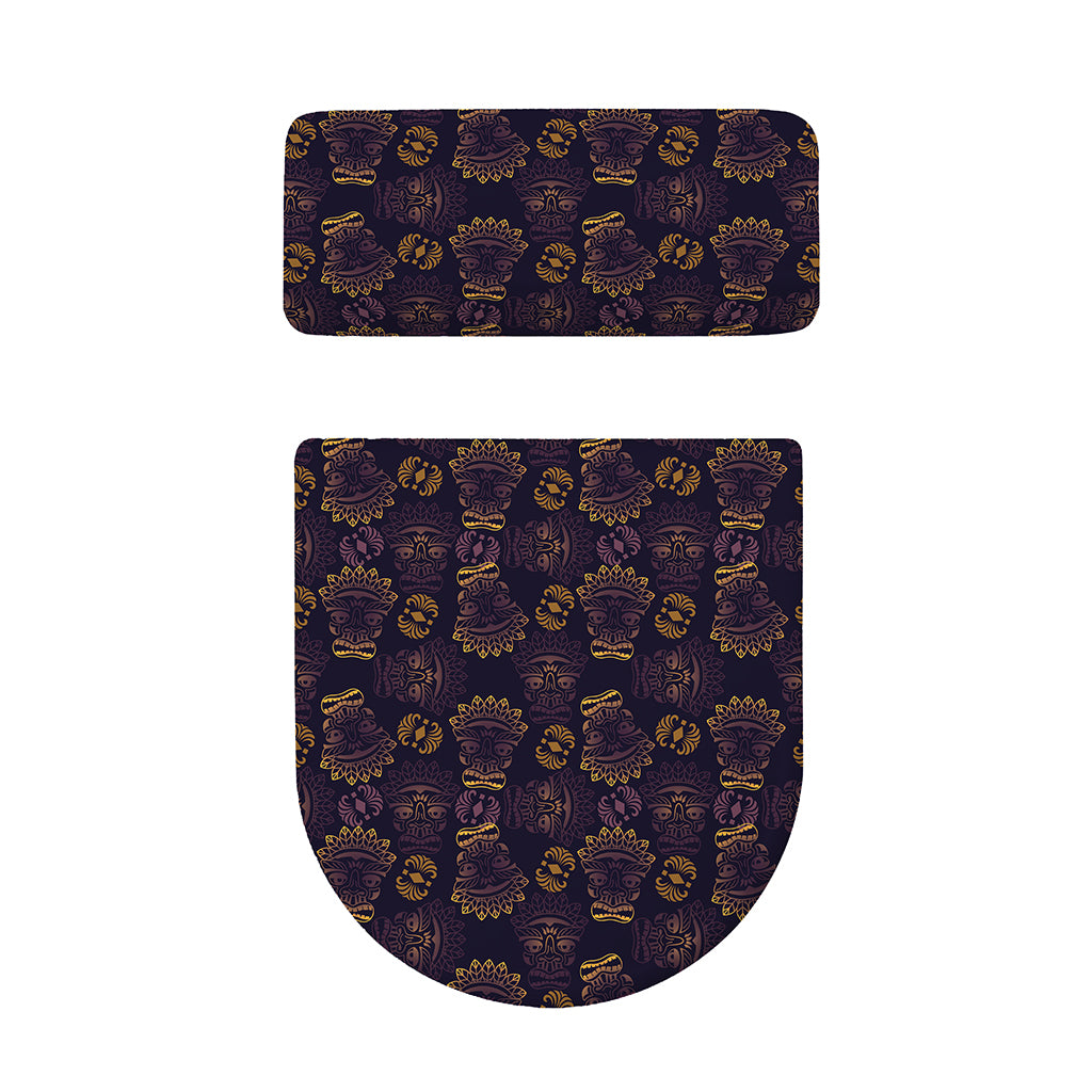 Ornament Tiki Mask Pattern Print Toilet Lid And Tank Cover Set