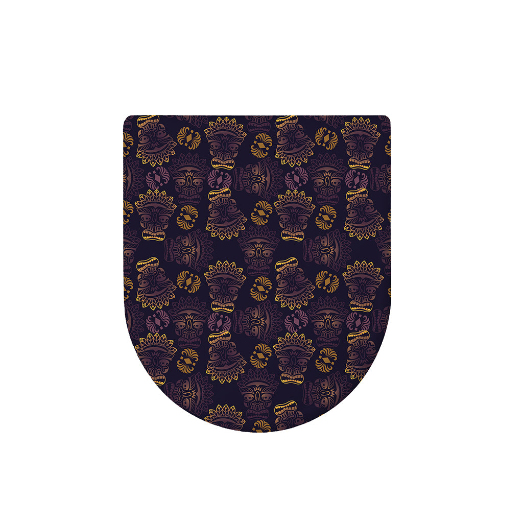 Ornament Tiki Mask Pattern Print Toilet Lid Cover