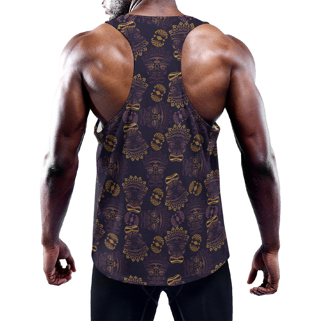 Ornament Tiki Mask Pattern Print Training Tank Top
