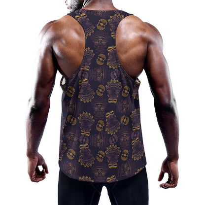 Ornament Tiki Mask Pattern Print Training Tank Top