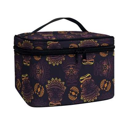 Ornament Tiki Mask Pattern Print Travel Makeup Bag