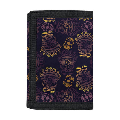 Ornament Tiki Mask Pattern Print Trifold Wallet