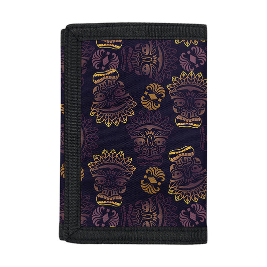 Ornament Tiki Mask Pattern Print Trifold Wallet