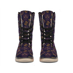 Ornament Tiki Mask Pattern Print Winter Boots