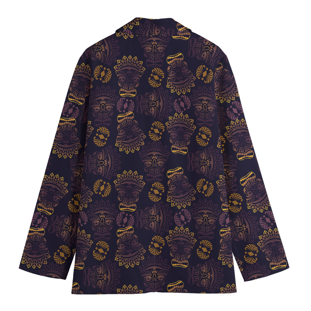 Ornament Tiki Mask Pattern Print Women's Blazer