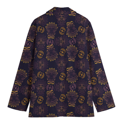 Ornament Tiki Mask Pattern Print Women's Blazer