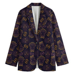 Ornament Tiki Mask Pattern Print Women's Cotton Blazer