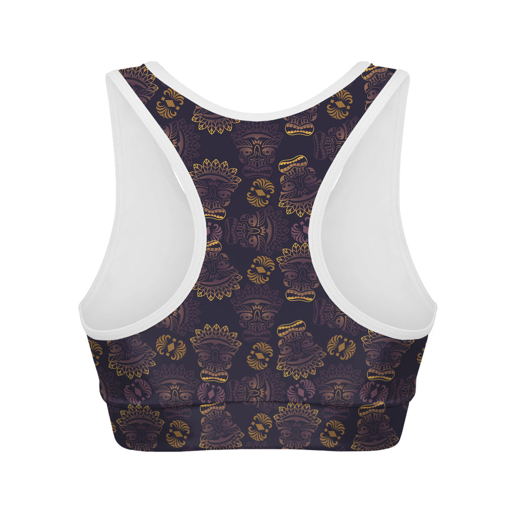 Ornament Tiki Mask Pattern Print Women's Sports Bra