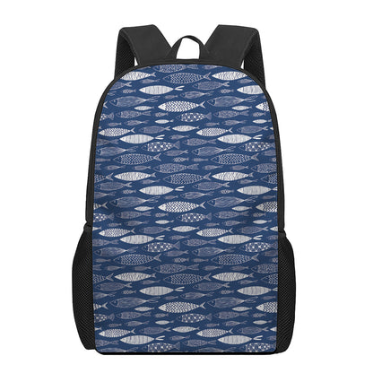 Ornamental Fish Pattern Print 17 Inch Backpack