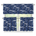 Ornamental Fish Pattern Print 3 Piece Kitchen Curtains