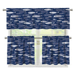 Ornamental Fish Pattern Print 3 Piece Kitchen Curtains