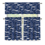 Ornamental Fish Pattern Print 3 Piece Kitchen Curtains