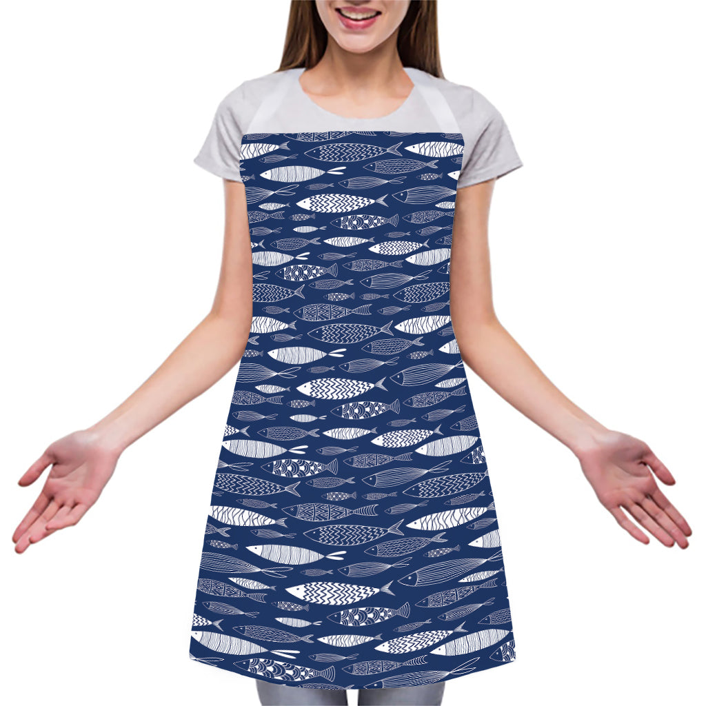 Ornamental Fish Pattern Print Adjustable Apron