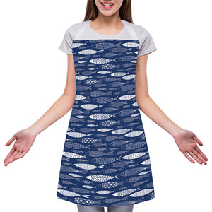 Ornamental Fish Pattern Print Adjustable Apron