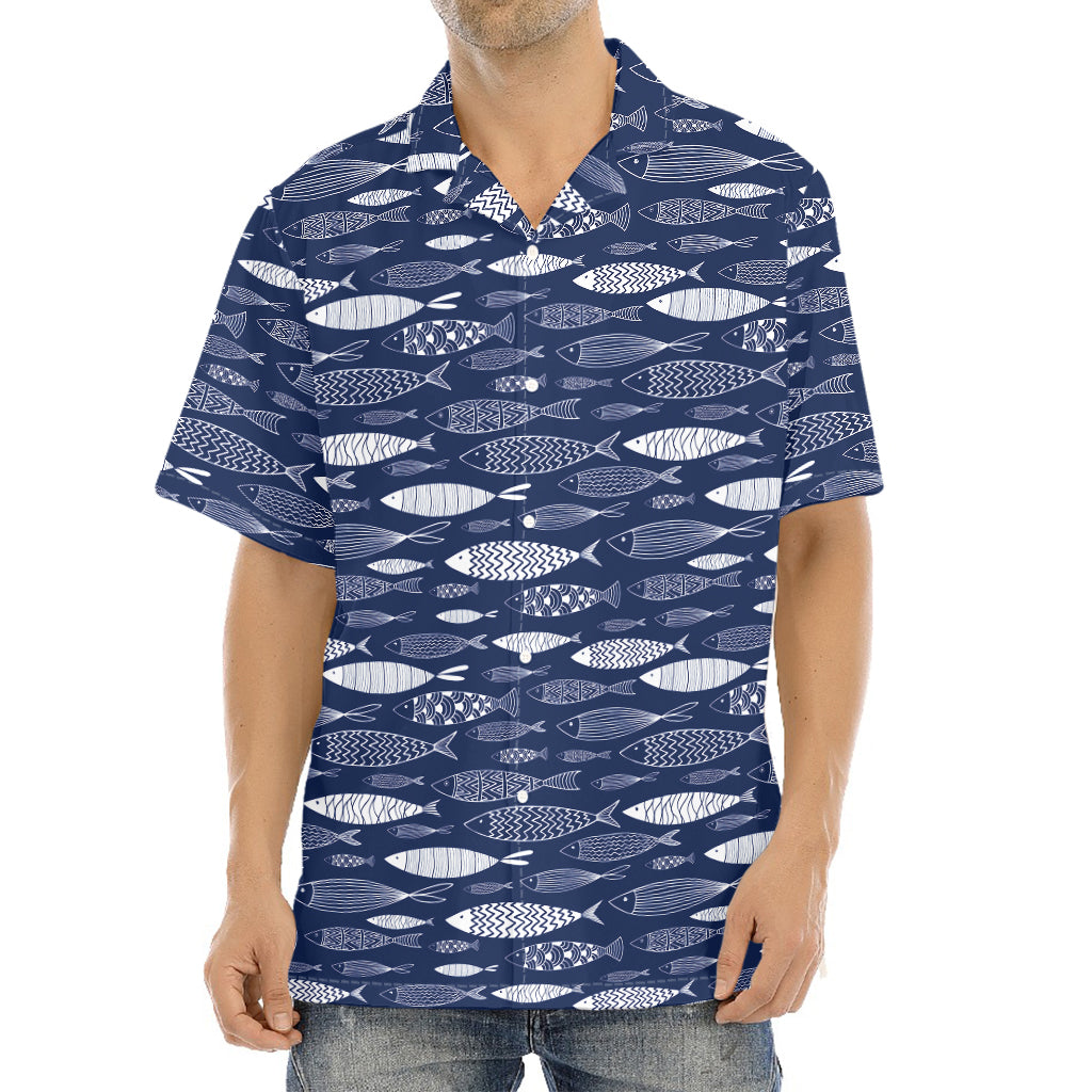 Ornamental Fish Pattern Print Aloha Shirt