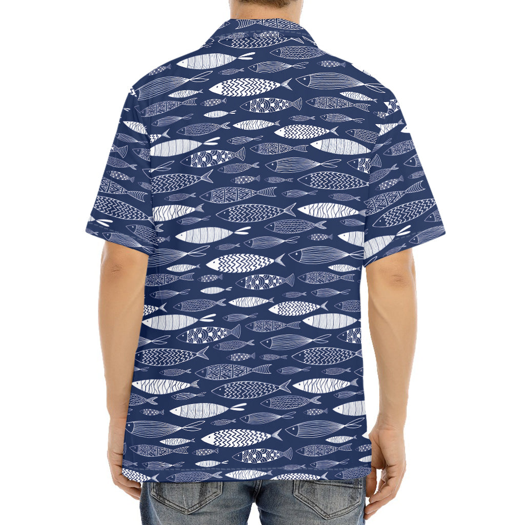 Ornamental Fish Pattern Print Aloha Shirt