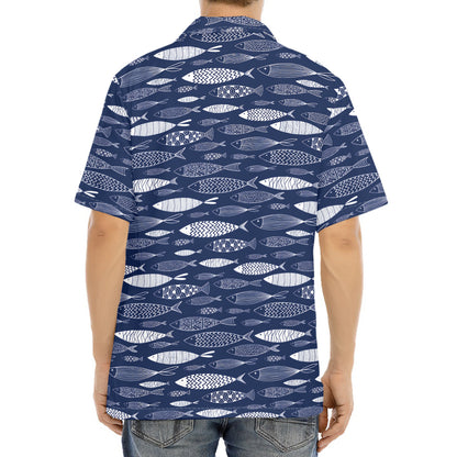Ornamental Fish Pattern Print Aloha Shirt