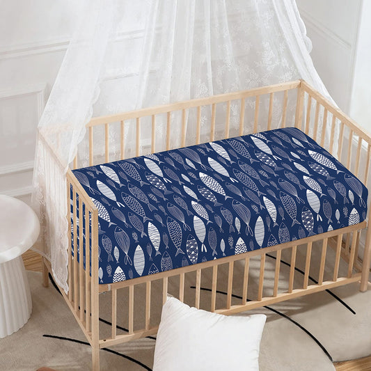 Ornamental Fish Pattern Print Baby Crib Sheet