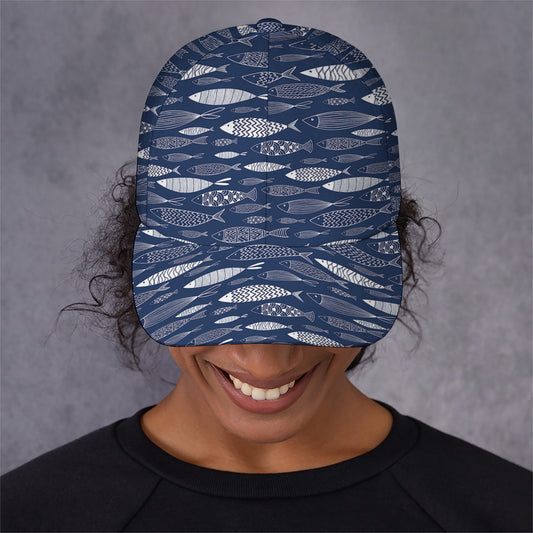 Ornamental Fish Pattern Print Baseball Cap