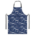 Ornamental Fish Pattern Print Bib Apron With Pocket
