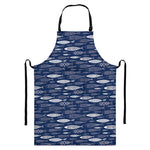 Ornamental Fish Pattern Print Bib Apron With Pocket