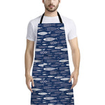 Ornamental Fish Pattern Print Bib Apron With Pocket