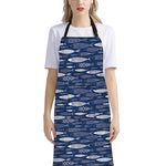 Ornamental Fish Pattern Print Bib Apron With Pocket
