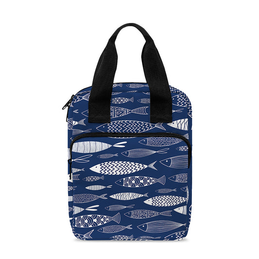 Ornamental Fish Pattern Print Bible Tote Bag