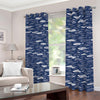 Ornamental Fish Pattern Print Blackout Grommet Curtains