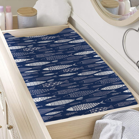 Ornamental Fish Pattern Print Changing Pad Cover