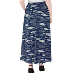 Ornamental Fish Pattern Print Chiffon Maxi Skirt